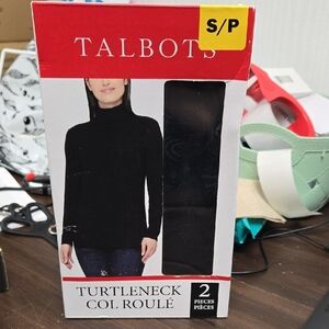 Talbots Size S Black 2 Pack of Turtlenecks